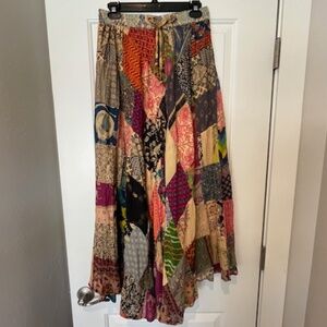GYPSY ROSE Vintage Hippie Patchwork Maxi Skirt Sz S Woodstock Boho Prairie
